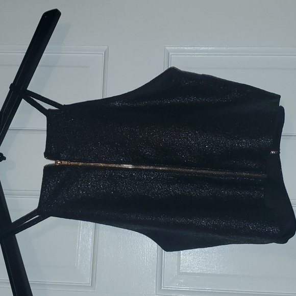 NWOT Sans Souci Shimmery Halter Neck Top M Black with shimmer all over - Picture 4 of 7